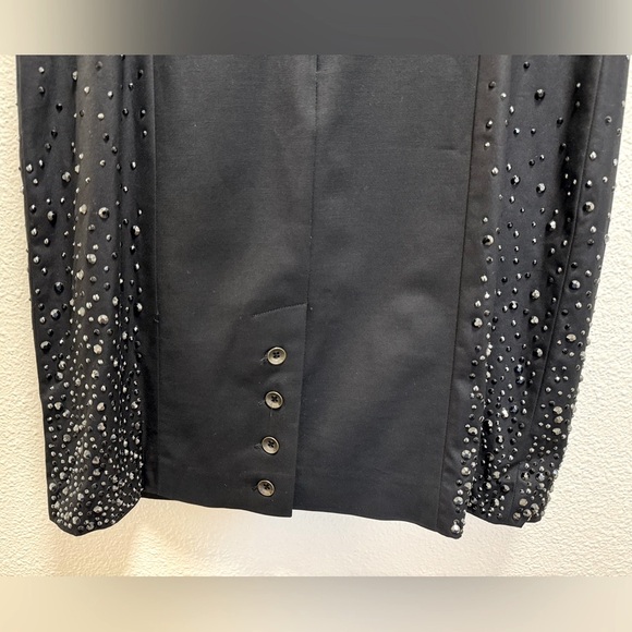 Rag & Bone Midi Dress Black Rhinestone Accents Back Zipper Stretch Black Size 6 - Picture 7 of 11